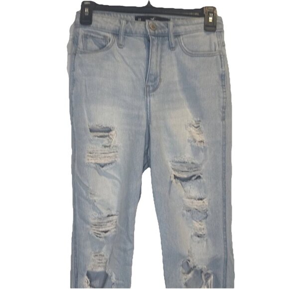 Hollister Ultra High Rise Mom Denim Jeans Vintage Stretch Distressed 24w X 27L - Picture 2 of 11